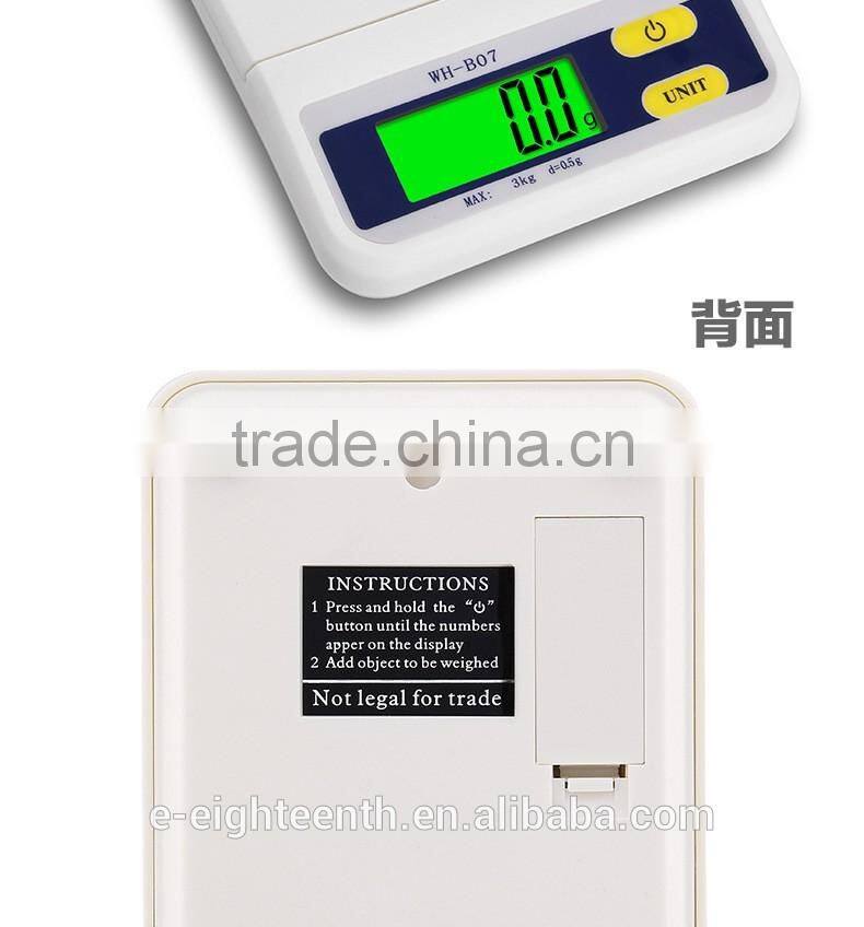 2016 new arrival hot sale Electronic 3000g Digital Scale 3Kg x 0.5g Balance Weight Scale Food Kitchen