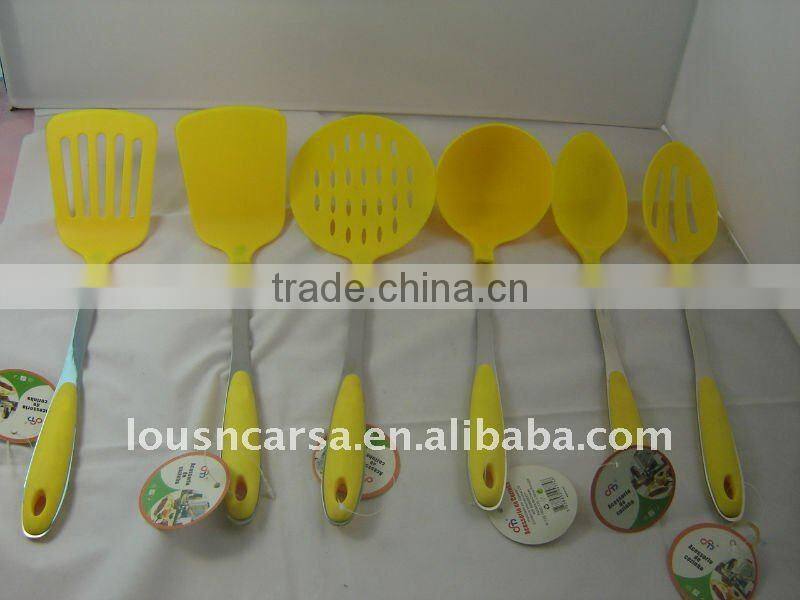 6pc nylon kitchen tools,nylon kitchenware with steel handle