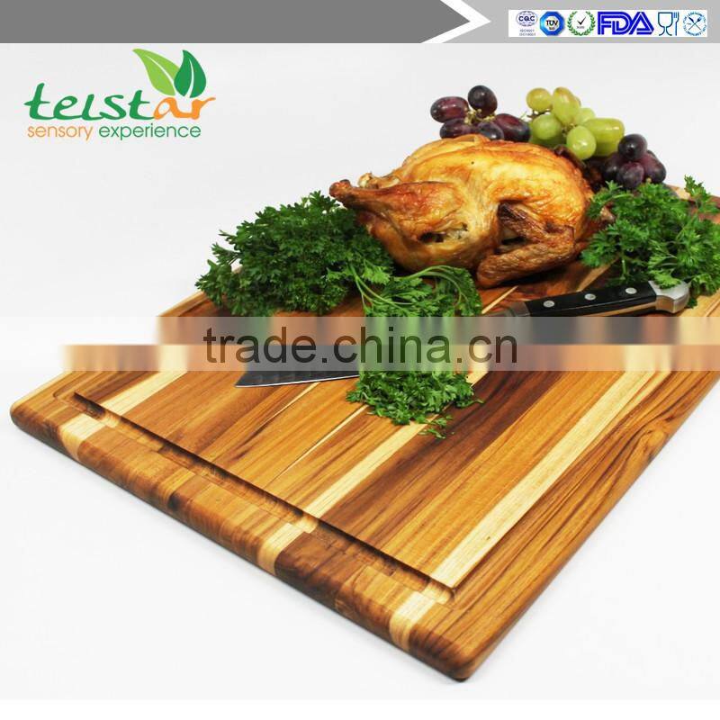 Manufacturers wholesale boards of teak rectangular plate handle and juice canal