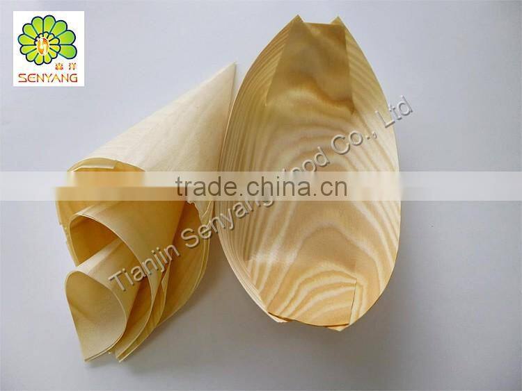 japanese restaurant food packing wooden sushi boat