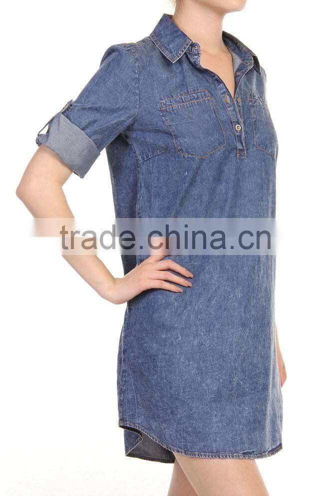 OEM/ODM european fashion women blue denim dresses