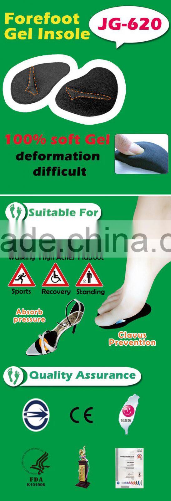 Foot Massage Pressure Relieve Forefoot Gel Insole