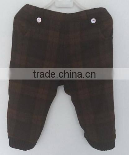 cool boys brown grid woolen pants for Winter