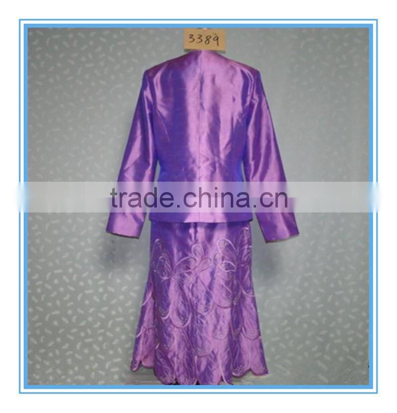 2016 Fashion Style Blouse And Skirt Polyester Shantung Fabric Women Church Suits