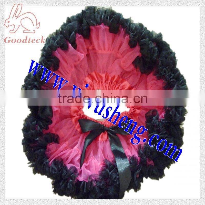 wholesale girls zebra pettiskirt with hot pink chiffon and bowknot,girls fashion tutu skirt