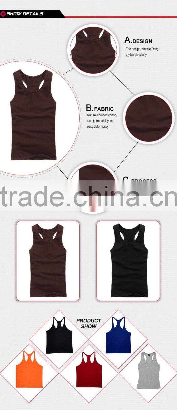 Custom Sports Wear 95% Cotton 5% Spandex Tank Top