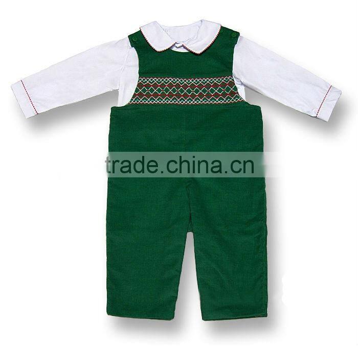 Baby Boys Green Smocked Christmas Longall