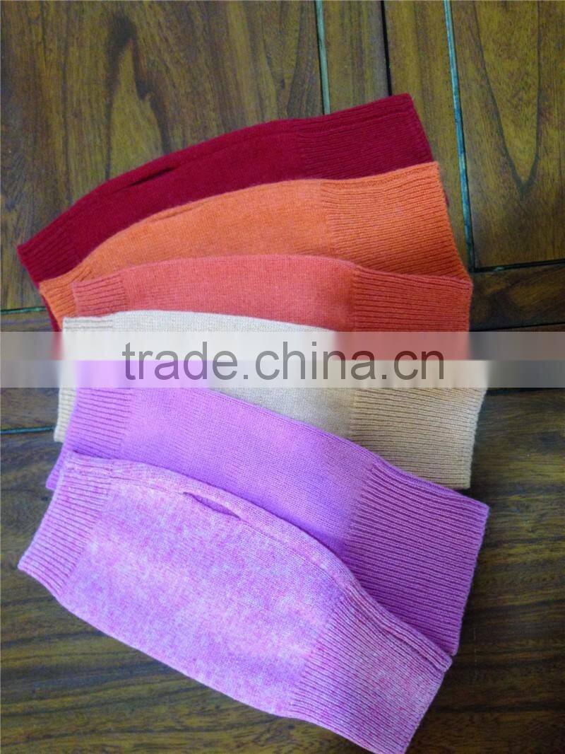 Factory direct wholesale winter women cashmere flat kintting pattern fingerless knit gloves