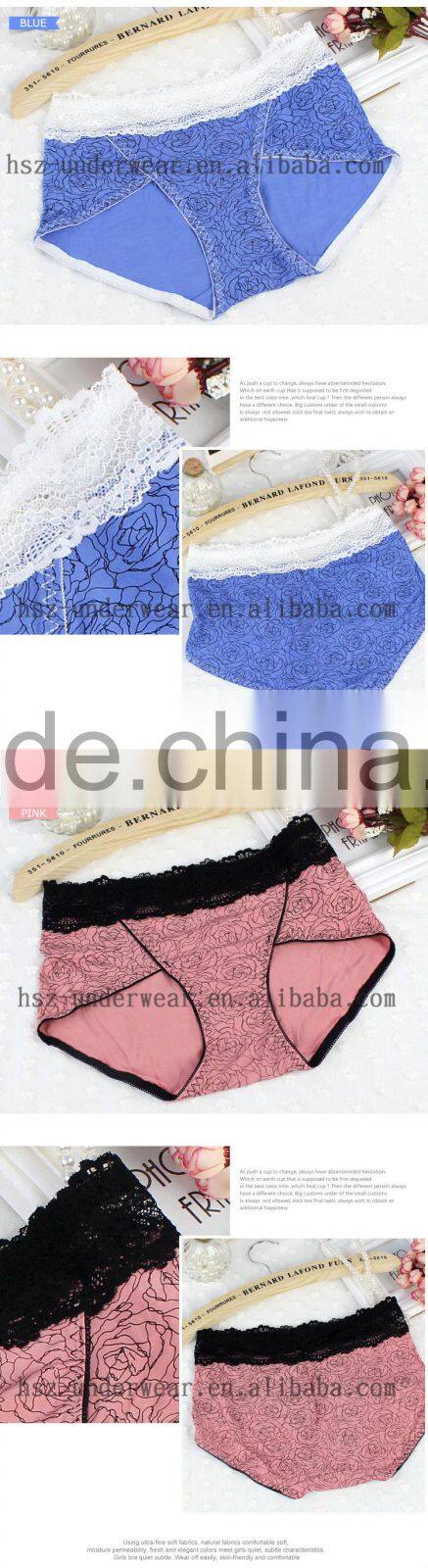 Fashion wholesale romatic rose printing briefs sexy mature women panties high quality underwear women sexy lace mature panties