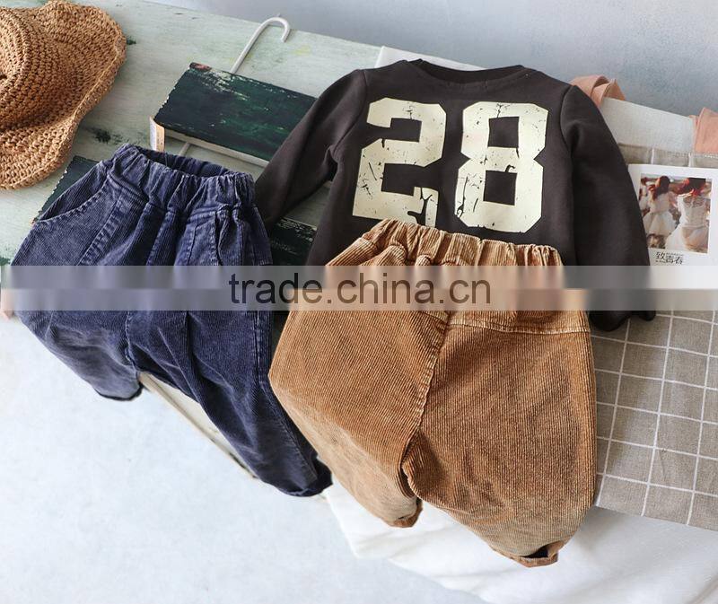 2-7 years Wholesale 2017 New Stylish Boys Velvet Pants Fashion Autumn Solid Colors Boys Long Pants