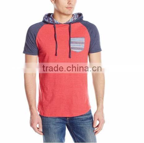 hot-selling custom spandex/cotton two color men's short sleeve hoodie