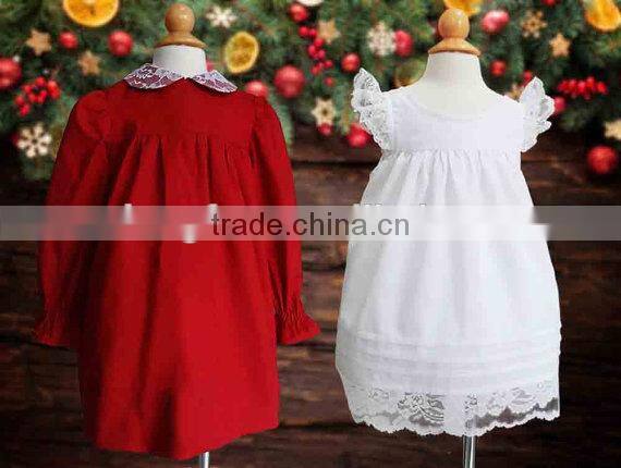White Pinafore Classic Red Christmas Children Clothing Sets 3 Year Old Girl Dress
