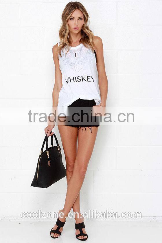 2015 Women new design letter print custom muscle tee/shirt