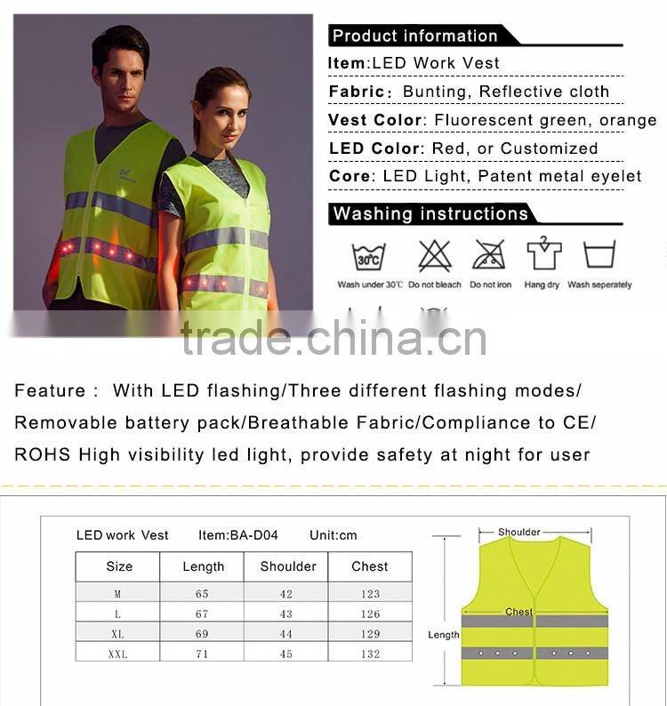 Cool evening LED lime green motorcycle reflective security vest