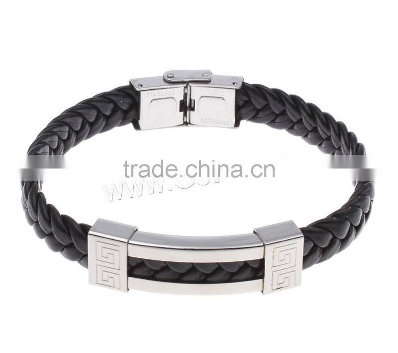weaving leather charm bracelet leather bracelet women letter pattern PU Cord leather men bracelet