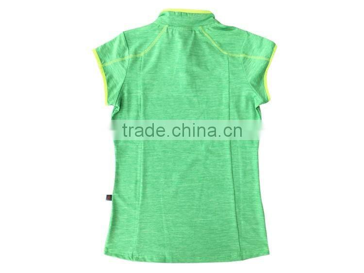 Lady outdoor 1/4zipper style short sleeve collar neck t-shirt women shirt