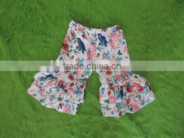 2017 Summer Children Girls Beautiful Ruffle Shorts Persnickety Kids Girls Floral Pattern Flower And Birds Shorts