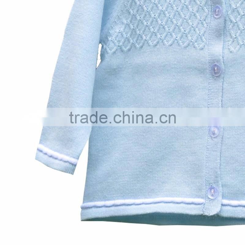 Long Sleeves Argle Pattern Round Collar Baby Cardigan Sweater