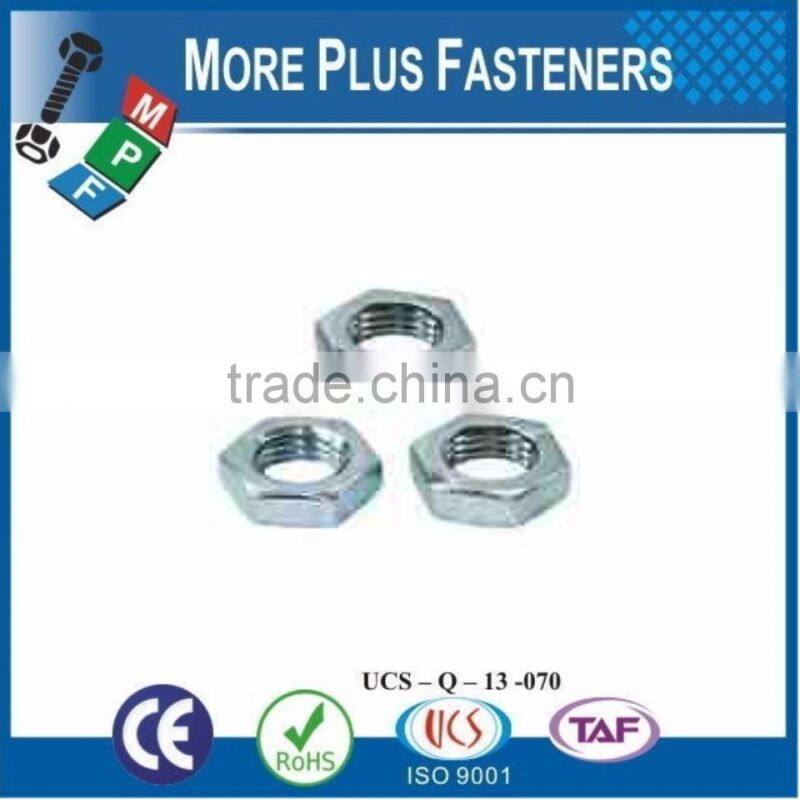 Made in Taiwan Hexagon Jam Nut Metric DIN 936 Class 4 Class 6 Coarse Thread Fine Thread Bare Steel Zinc Plated