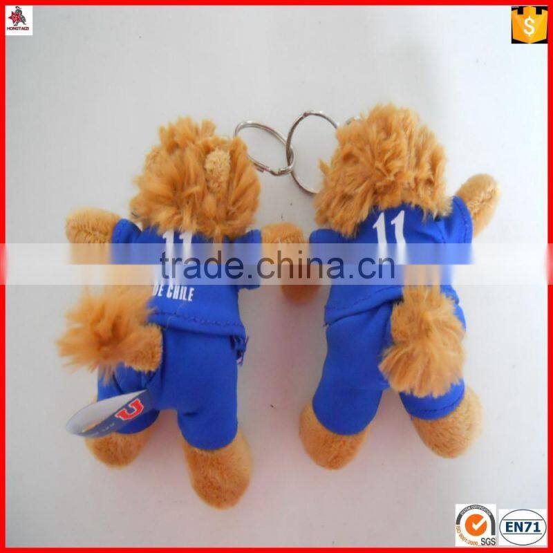 4" soft plush animal lion keychain with logo printed in the T shirts