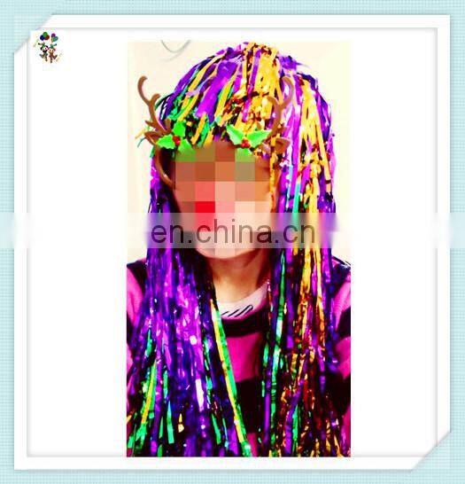Cheap Carnival Party Unisex Short Mardi Gras Tinsel Wigs HPC-0055