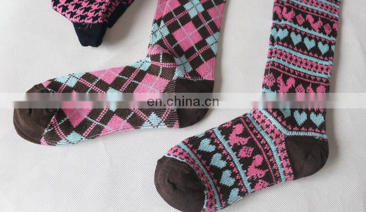 2016 Popular Houndstooth slim fit boot socks custom ladies long socks