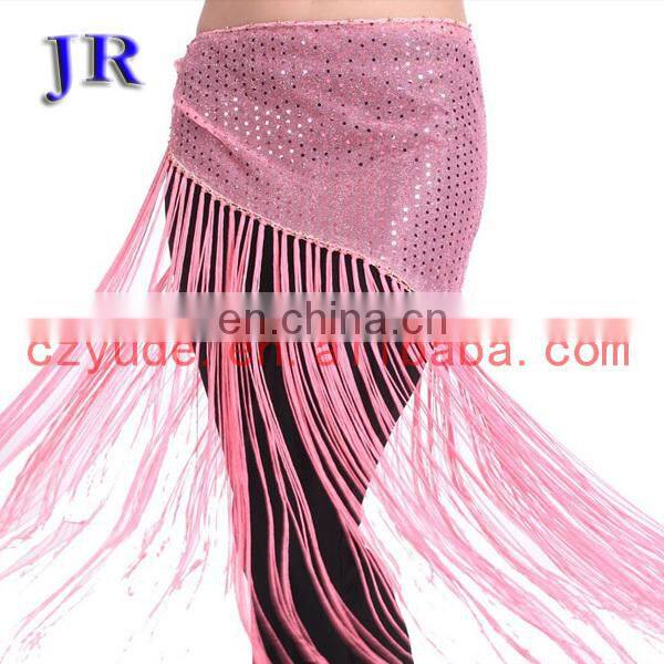 Egyptian multy colors shiny fabric fringe tassel belly dance hip scarf Y-2013#