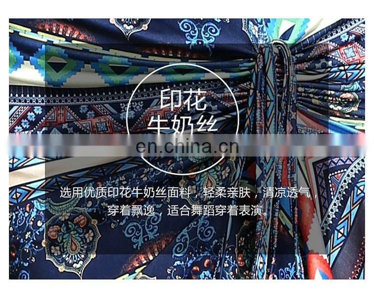 Q-6061 Egyptian Milk silk flower printing short belly dance skirt