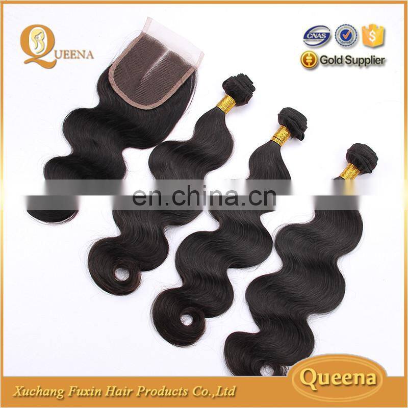 Top selling product cheap human hair Brazilian virgin hair bundles with lace closure