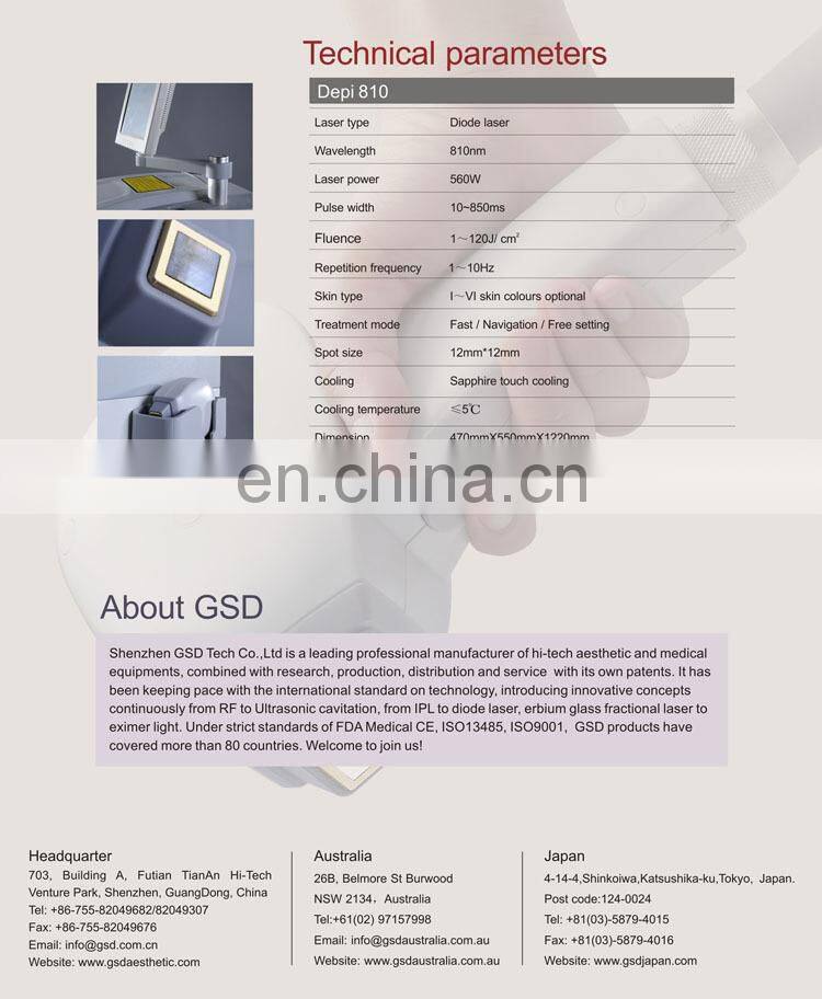 GSD 810nm diode laser permanent hair removal