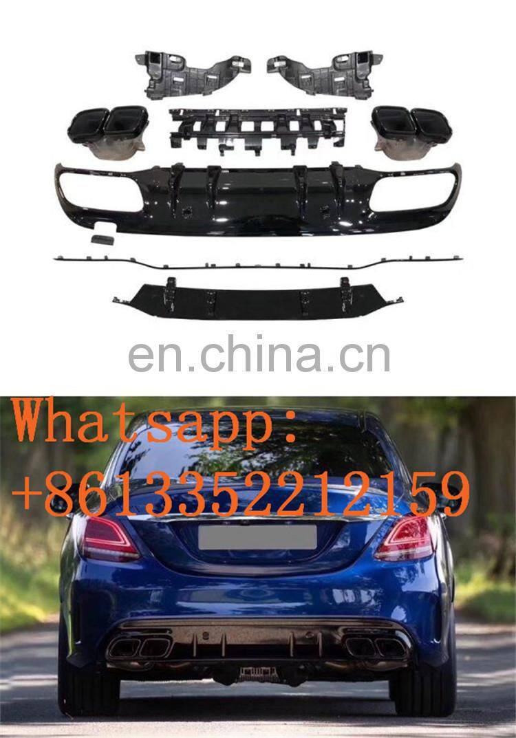 2019 year W205 c63 rear diffuser fit for C class w205 c63 2 door 4 door rear diffuser with tips