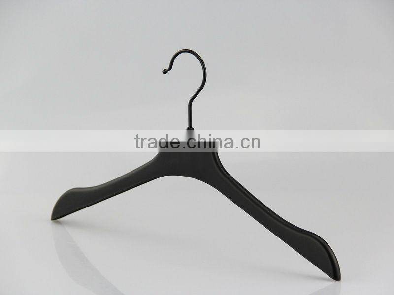 Slim black plastic hanger for T-shirt and blouse
