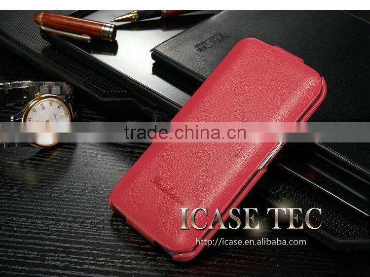 for samsung galaxy s6 edge flip case with real leather material