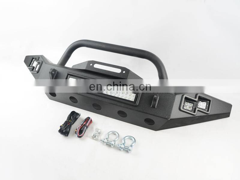 Car parts Front Bumper with Light for Jeep Wrangler JK 07-17 Auto Accessories Steel Bull Bar bumper guard