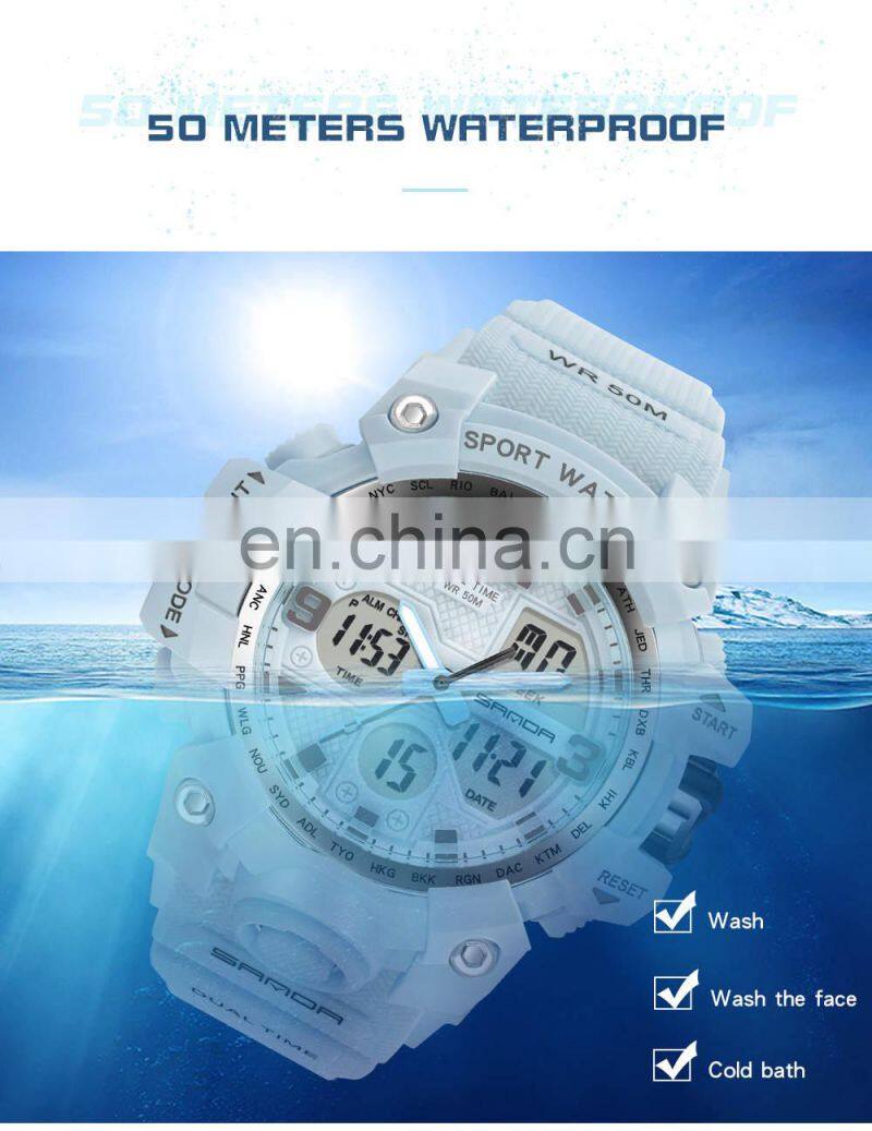 SANDA 942 women men digital watch Fashion Sports Waterproof Watch Analog Digital watches men wrist shock