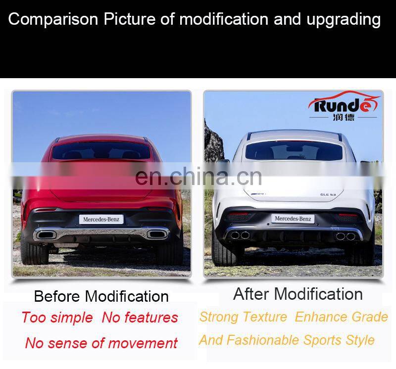 Runde PP Material Body Parts Rear Lip Exhaust For Mercedes-Benz GLE 54 400 Coupe Modified AMG Style rear lip exhaust