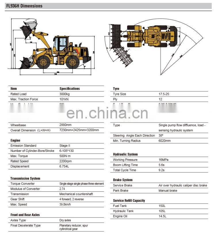Cheap price new 3t wheel loader FL936H/LW300KN/LW300FN/CLG836 cabin with A/C