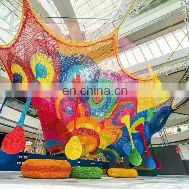 Commercial Kids Rainbow Crochet Rope Climbing Nets For Indoor Playground