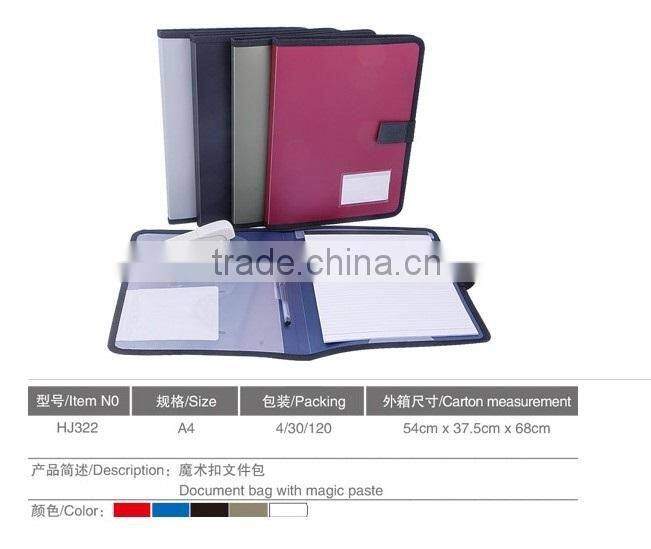 A4 size plastic pp document bag/file bag with magic paste