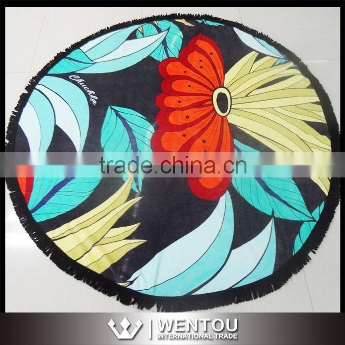 Round Shape Woven Technics Tassel Round Beach Towel