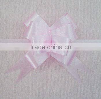 Fabric sheer butterfly ribbon pull bow, pom pom pull bow, China Made decorative bow