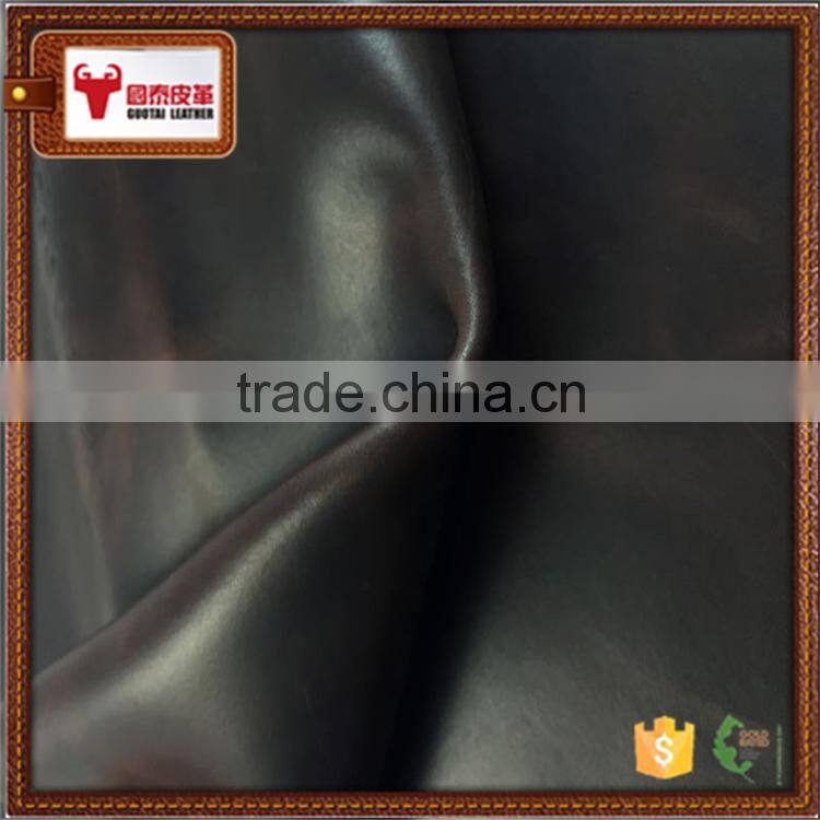 split cowhide leather two tone pull up leather