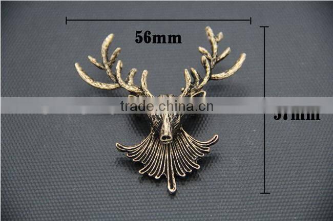 New design metal bronze elk head christmas brooch