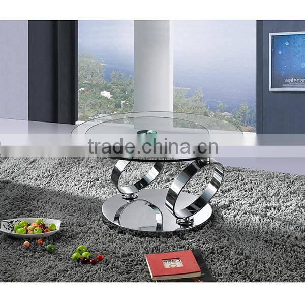 New design glass top round metal coffee table