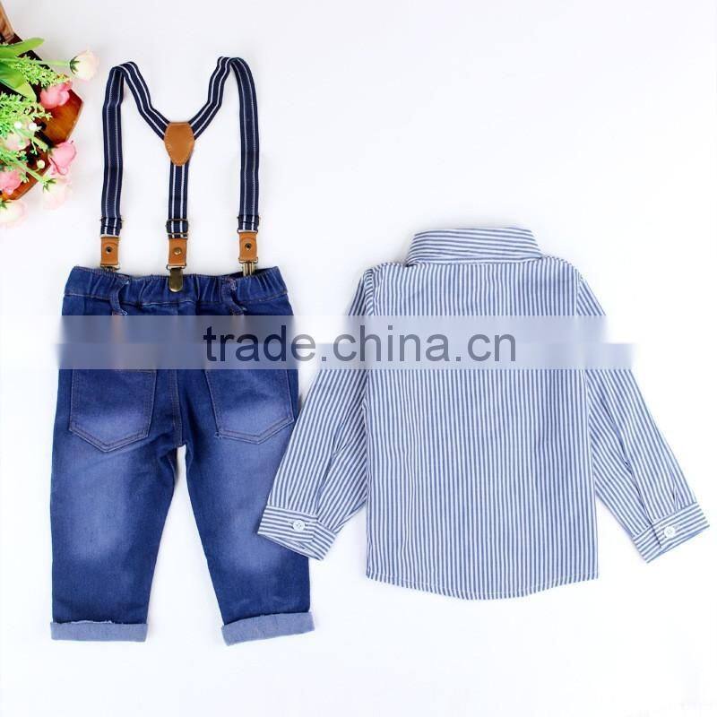 2016 Spring & Autumn Baby Boy Clothing Set European Style Handsome Boy Strip Jeans + Shirts