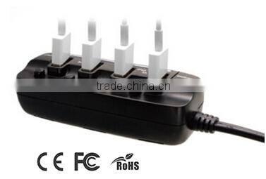 Top Selling 2015 4 Port Female USB Socket Car Charger with Cable & Individual Switch & LED Light