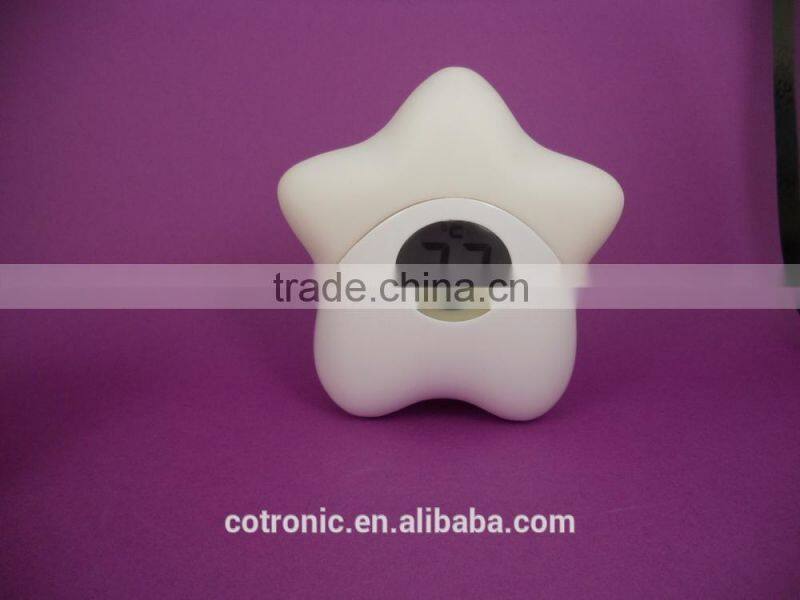 EN71-1-2-3 approval Star Shape Room Thermometer Temperature Displayer LED Color Changing Night Light Lamp for Babies Kids