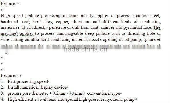 DX703 high speed small hole EDM