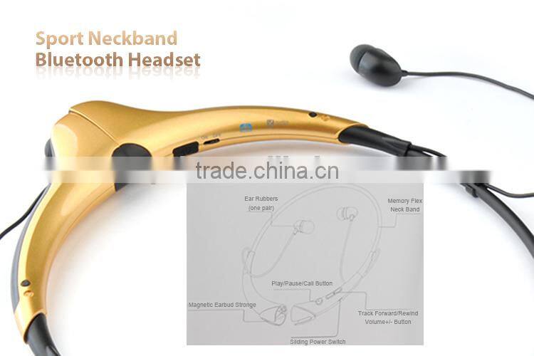 Bluetooth headphones Wireless Neckband Earpieces w/ Mic Noise cancelling Hands Free for Running