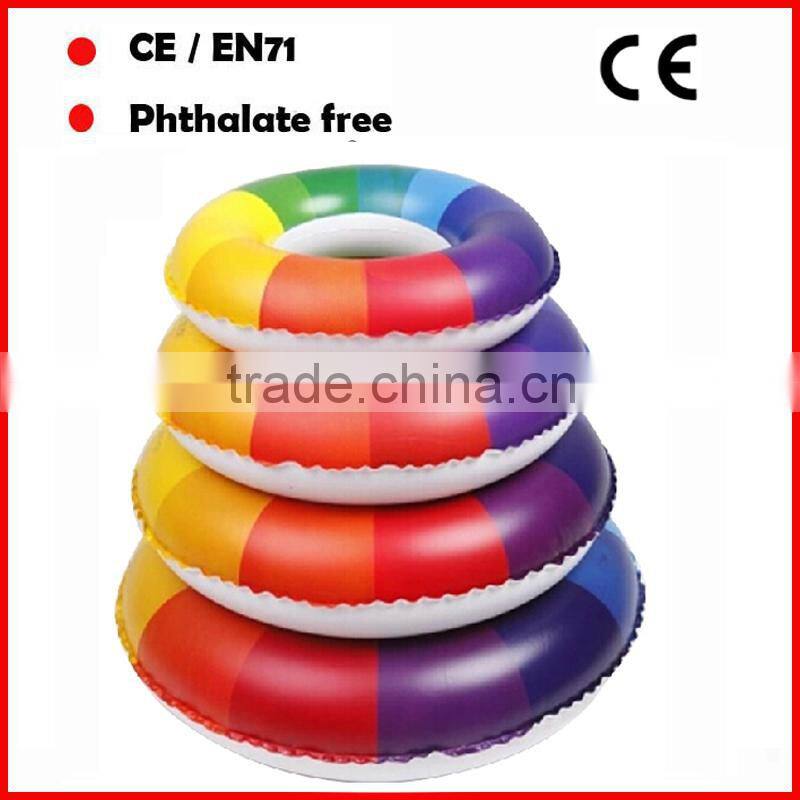 Durable pvc swimming rings with handles for adults